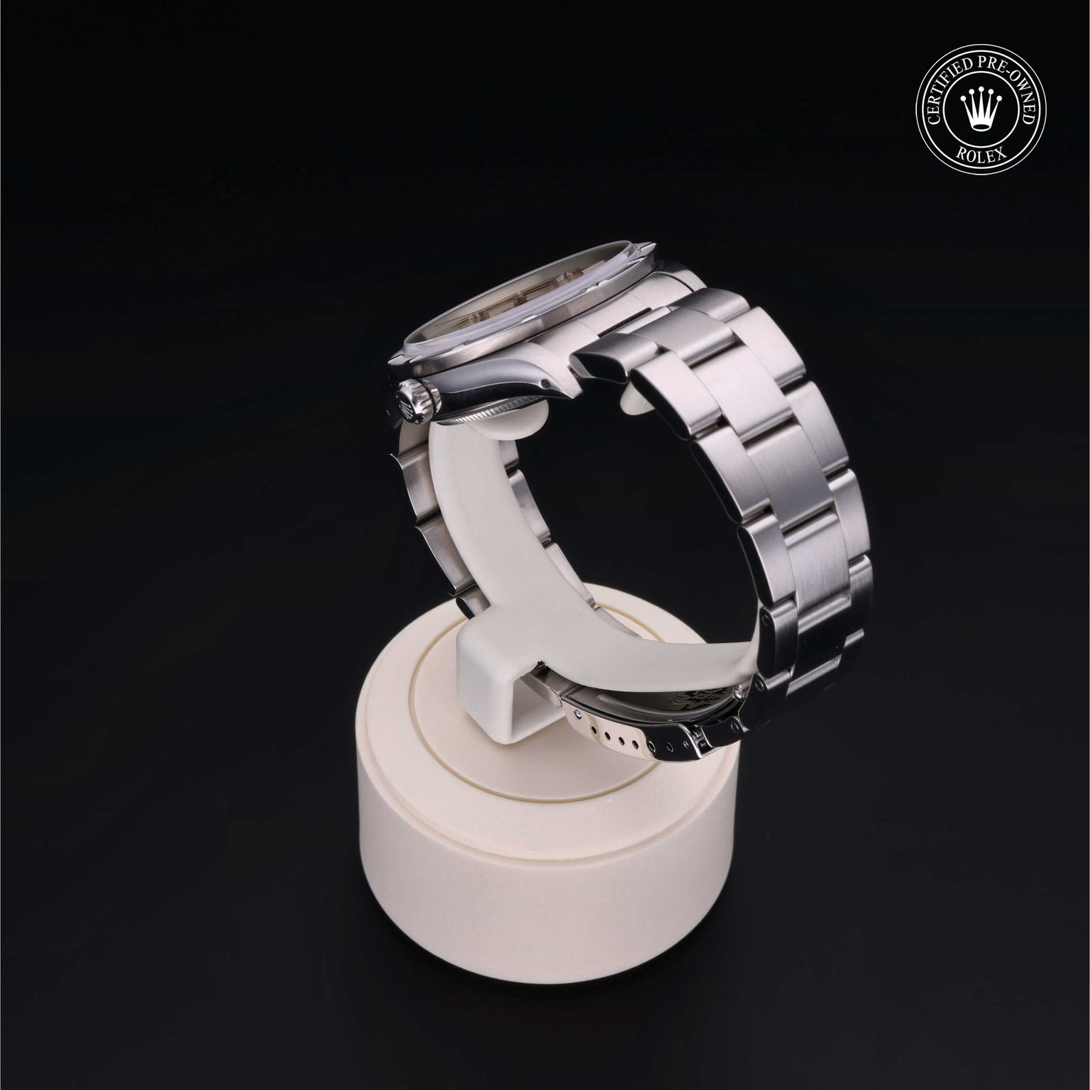 Rolex Certified Pre-owned Air-King M14010-0006 front on black background