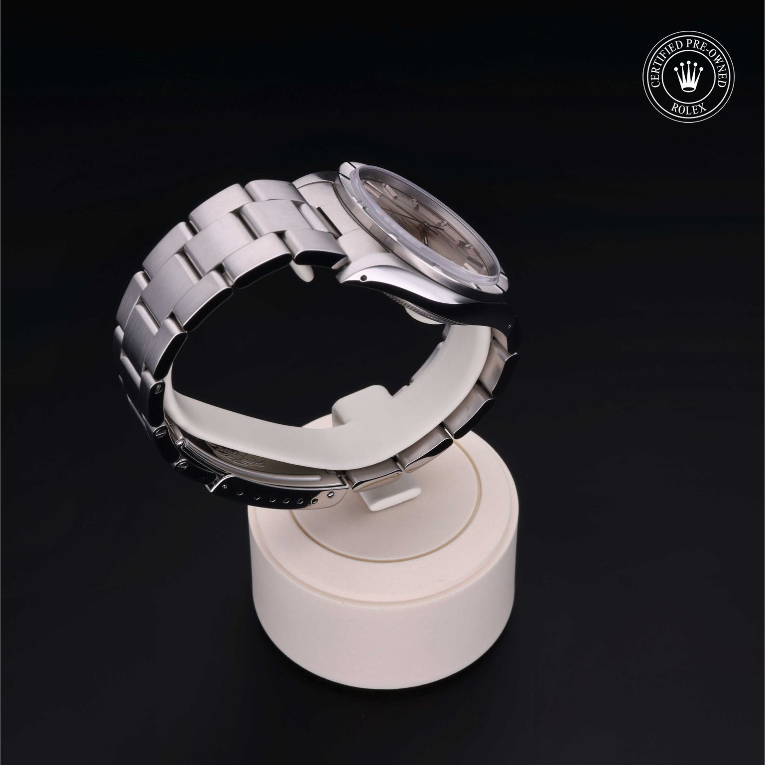 Rolex Certified Pre-owned Air-King M14010-0006 front on black background