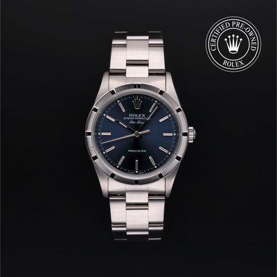 Rolex Certified Pre-owned Air-King M14010-0003 front on black background