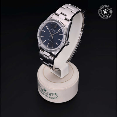 Rolex Certified Pre-owned Air-King M14010-0003 front on black background