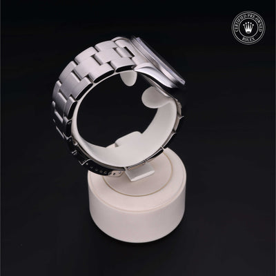 Rolex Certified Pre-owned Air-King M14010-0003 front on black background