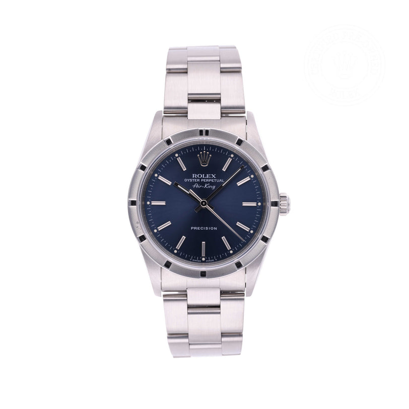 Rolex Certified Pre-owned Air-King M14010-0003 front on white background