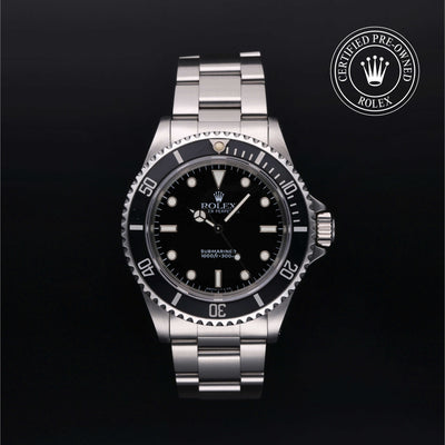 Rolex Certified Pre-owned Submariner Non Date M14060-0001 front on black background