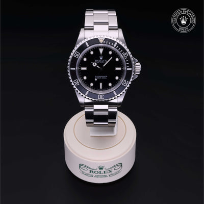 Rolex Certified Pre-owned Submariner Non Date M14060-0001 front on black background
