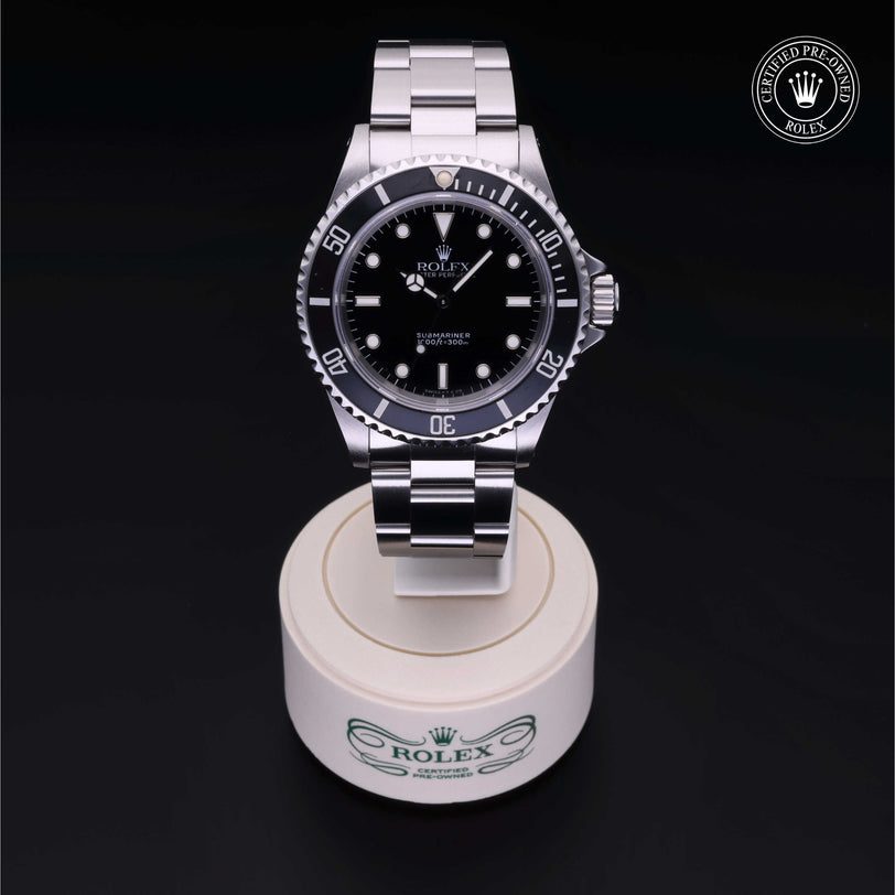 Rolex Certified Pre-owned Submariner Non Date M14060-0001 front on black background