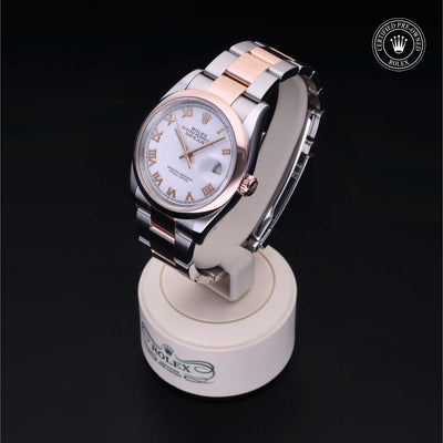 Rolex Certified Pre-owned Datejust M126201-0016 front on black background