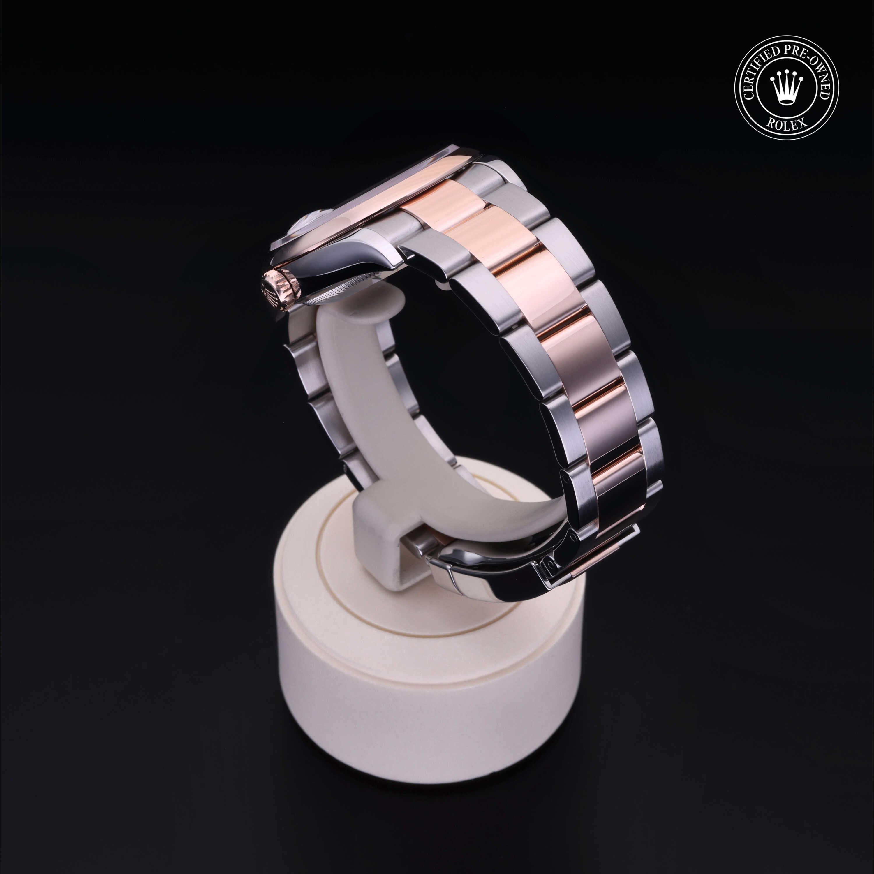 Rolex Certified Pre-owned Datejust M126201-0016 front on black background