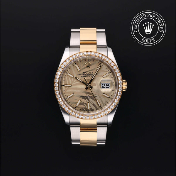 Rolex Certified Pre-owned Datejust M126283RBR-0024 front on black background