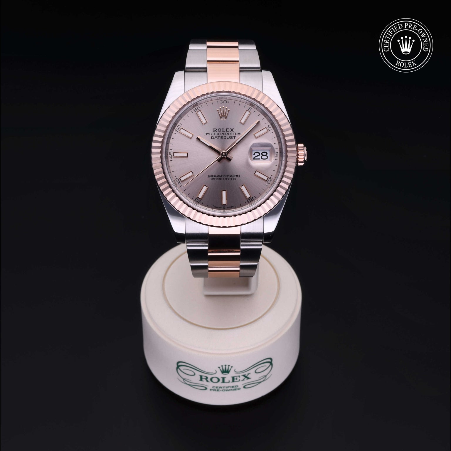 Rolex Certified Pre-owned Datejust M126331-0009 front on black background