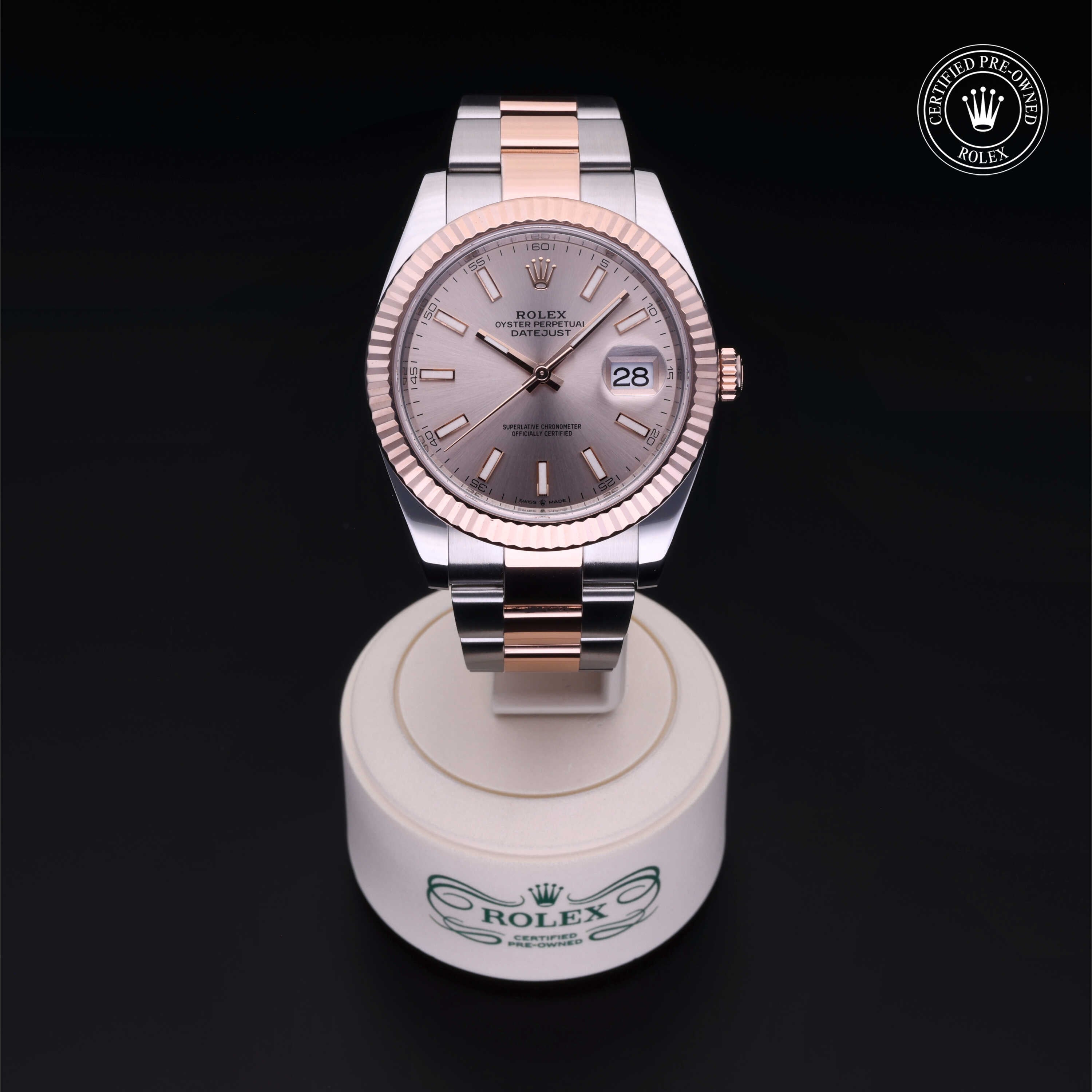 Rolex Certified Pre-owned Datejust M126331-0009 front on black background