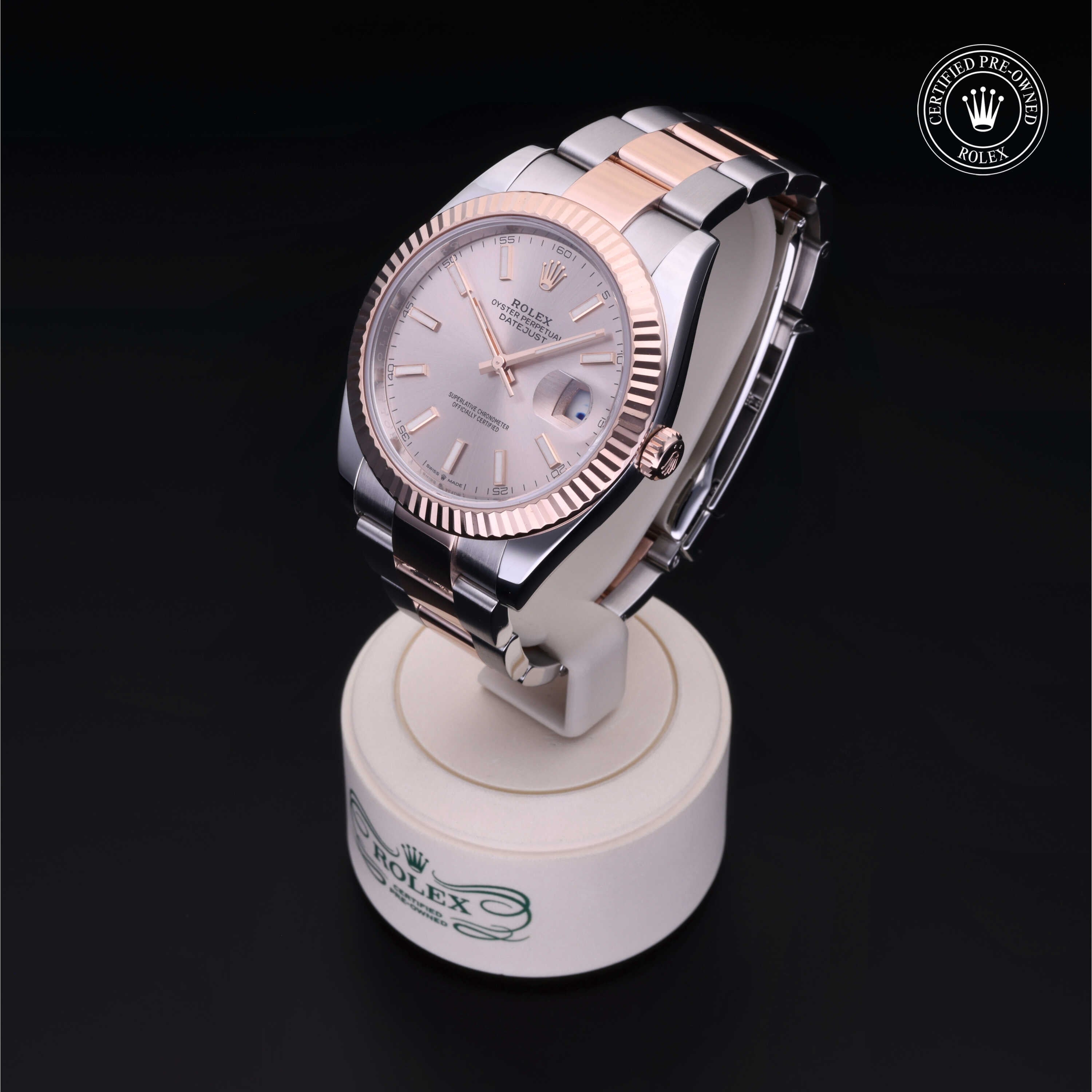 Rolex Certified Pre-owned Datejust M126331-0009 front on black background