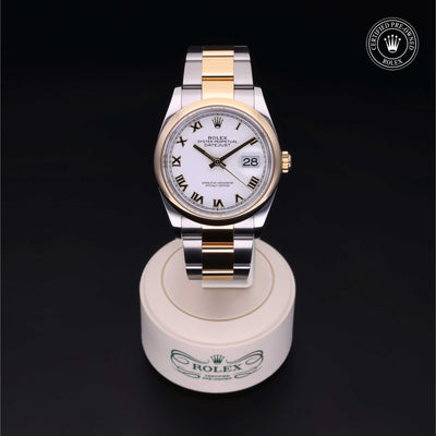 Rolex Certified Pre-owned Datejust M126203-0030 front on black background