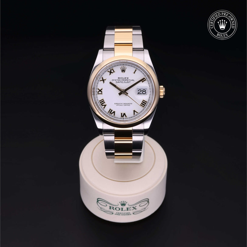 Rolex Certified Pre-owned Datejust M126203-0030 front on black background