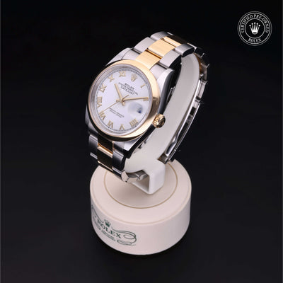 Rolex Certified Pre-owned Datejust M126203-0030 front on black background