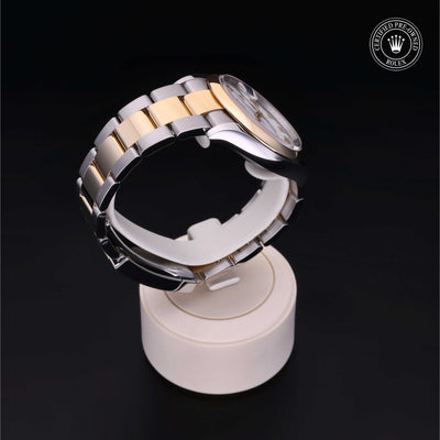Rolex Certified Pre-owned Datejust M126203-0030 front on black background