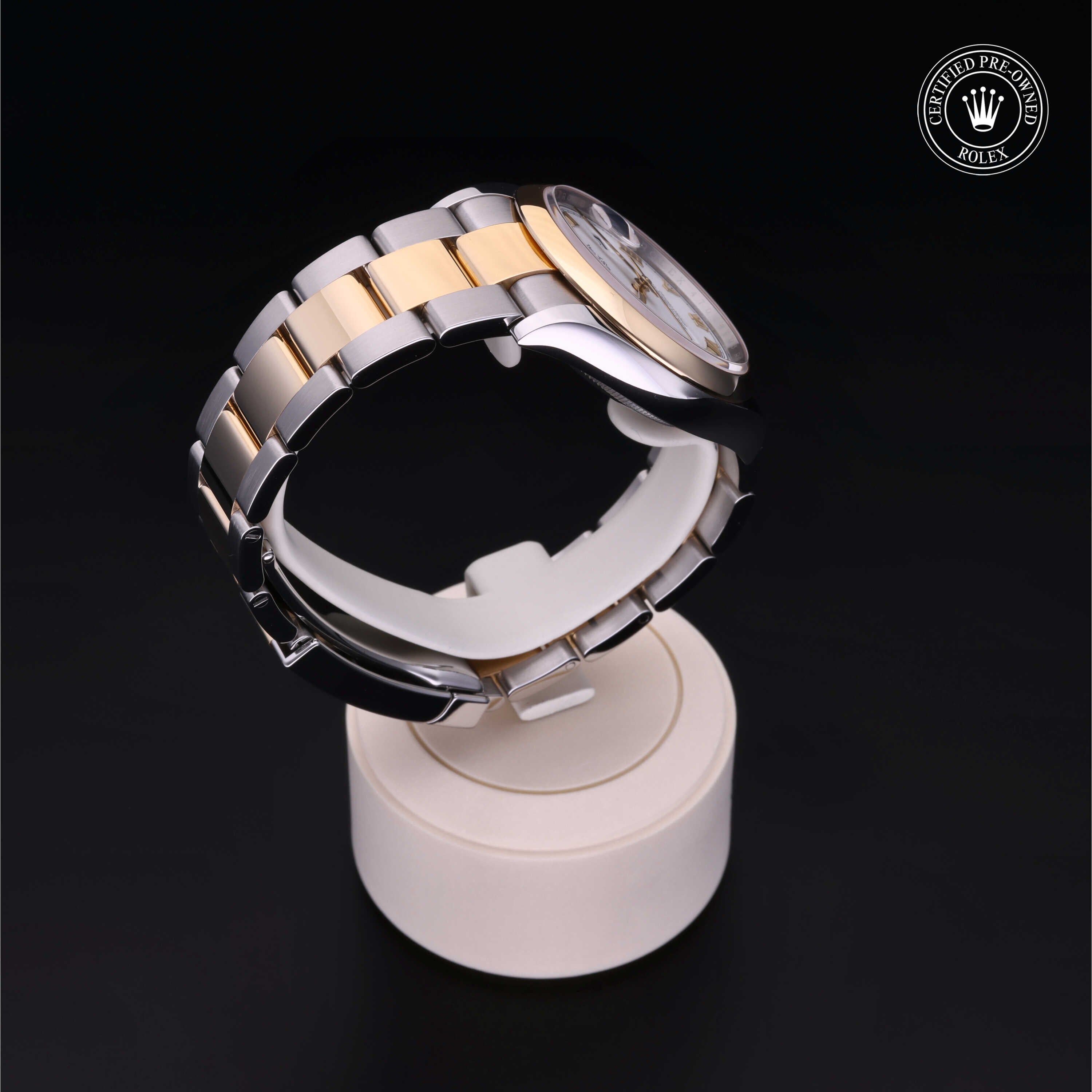 Rolex Certified Pre-owned Datejust M126203-0030 front on black background