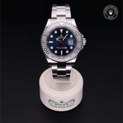 Rolex Certified Pre-owned Yacht-Master M126622-0002 front on black background