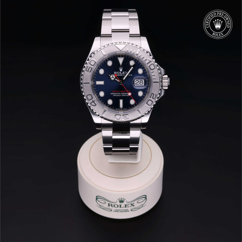 Rolex Certified Pre-owned Yacht-Master M126622-0002 front on black background