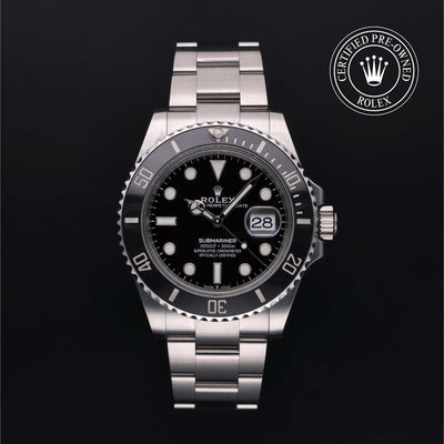 Rolex Certified Pre-owned Submariner M126610LN-0001 front on black background