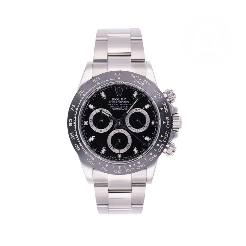 Rolex Certified Pre-owned Daytona M116500LN-0002 front on white background