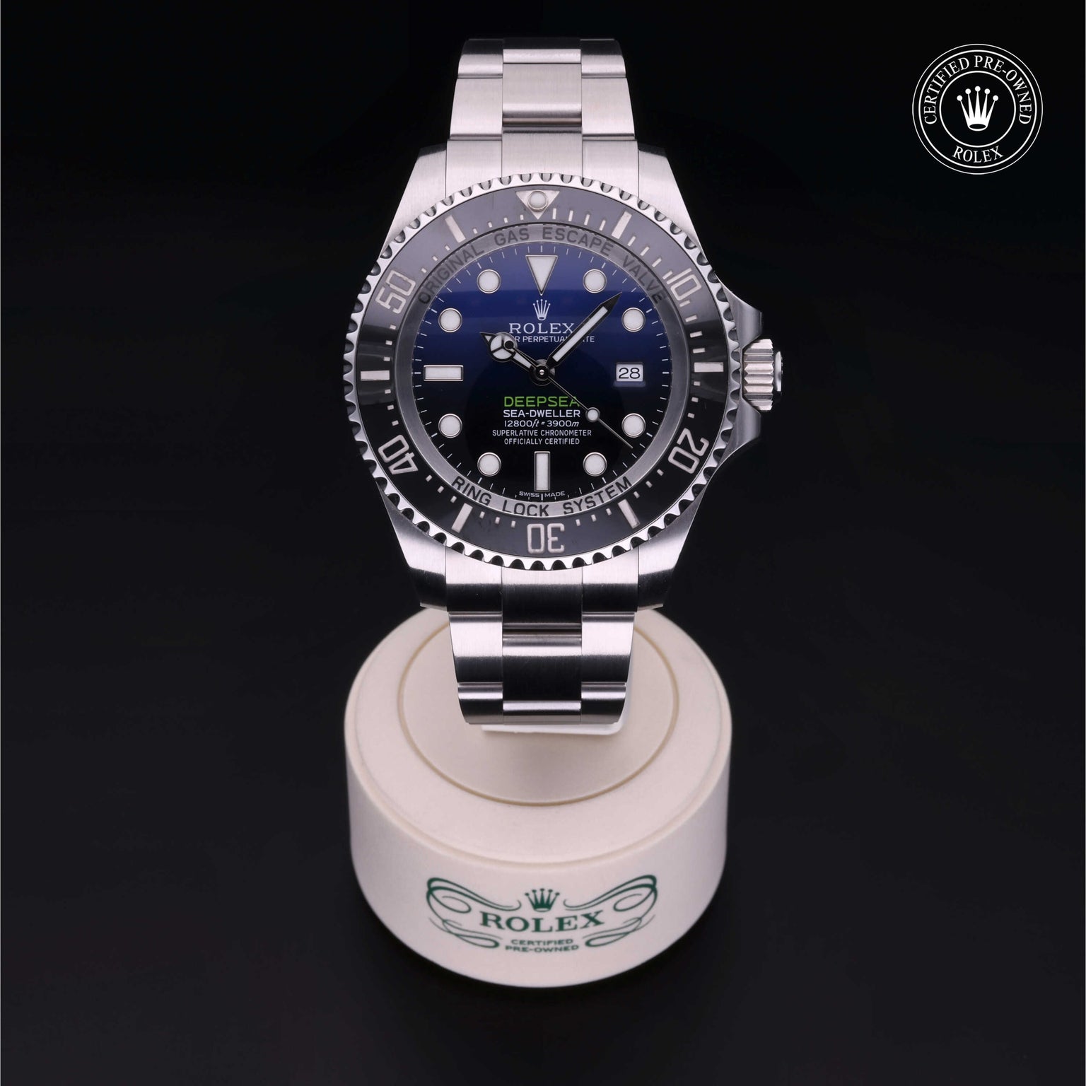 Rolex Certified Pre-owned Sea-Dweller M116660-0003 front on black background