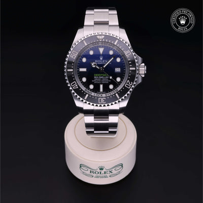 Rolex Certified Pre-owned Sea-Dweller M116660-0003 front on black background