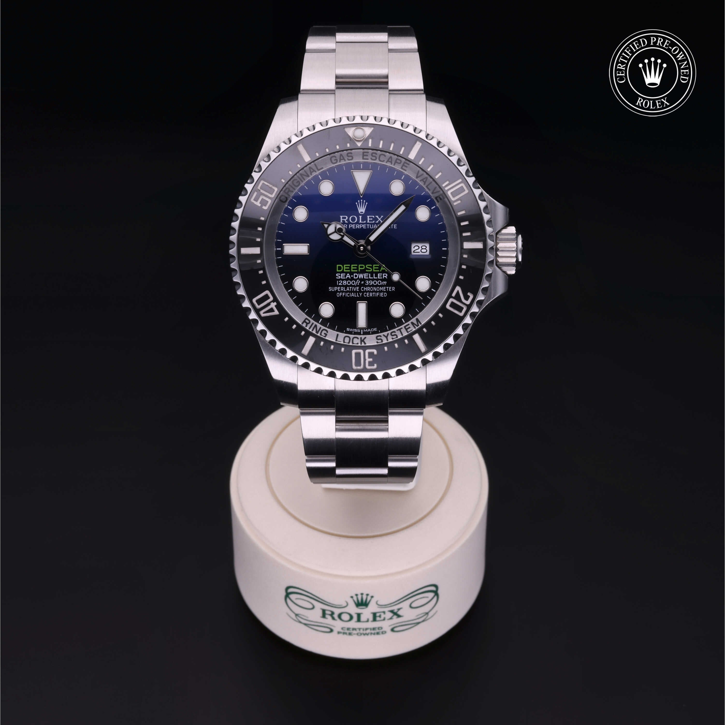 Rolex Certified Pre-owned Sea-Dweller M116660-0003 front on black background