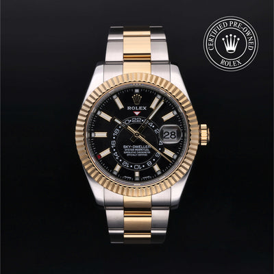 Rolex Certified Pre-owned Sky-Dweller M326933-0002 front on black background