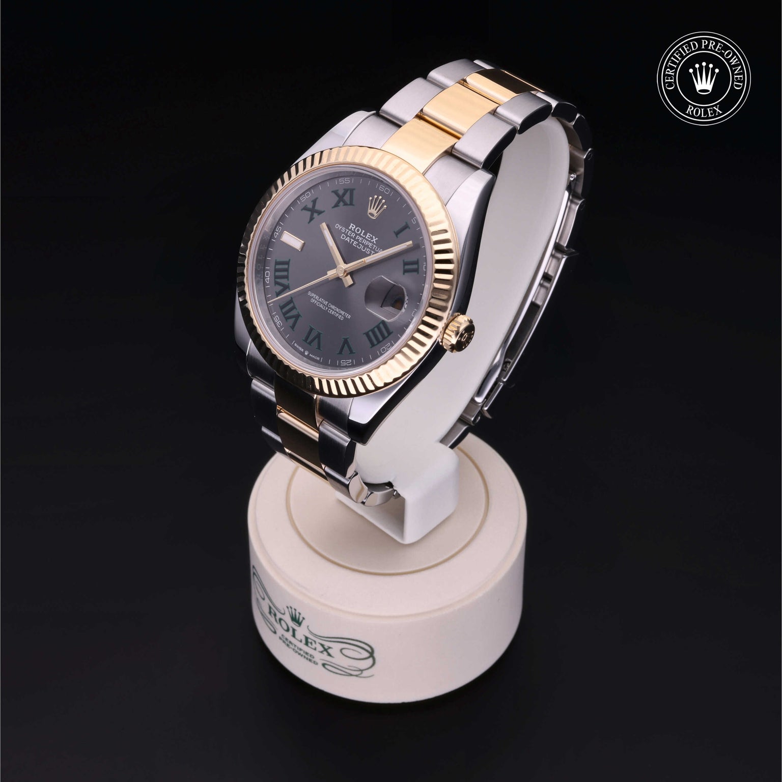 Rolex Certified Pre-owned Datejust M126333-0019 front on black background