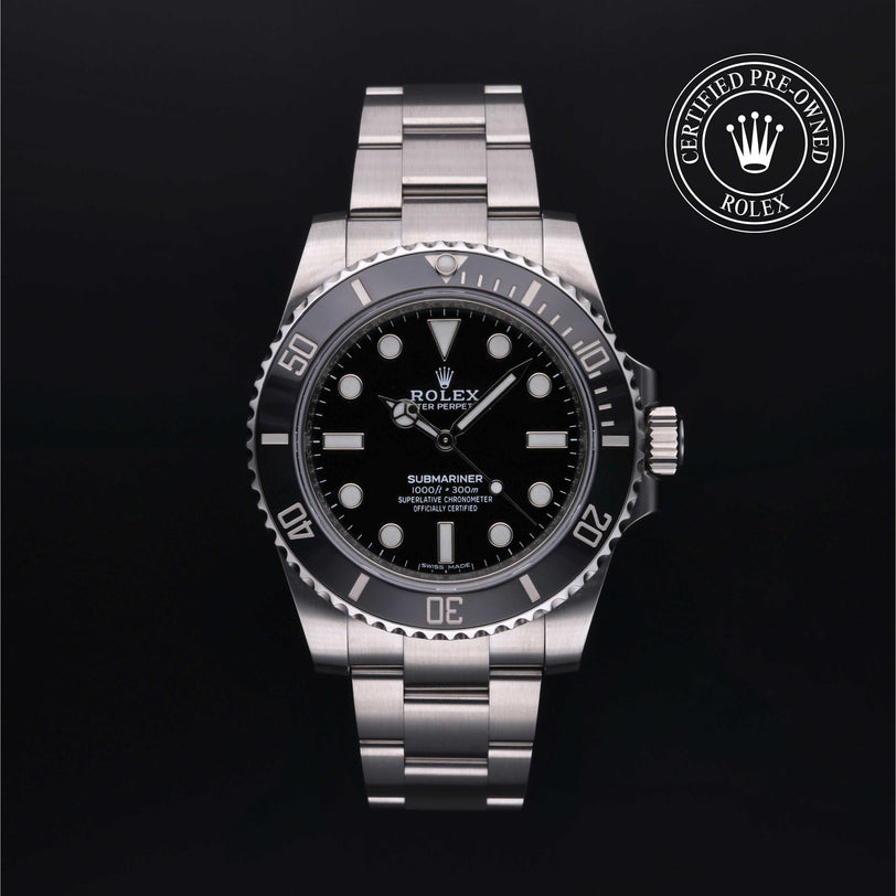 Rolex Certified Pre-owned Submariner Non Date M114060-0002 front on black background