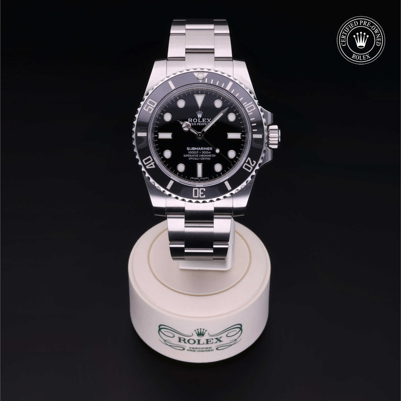 Rolex Certified Pre-owned Submariner Non Date M114060-0002 front on black background