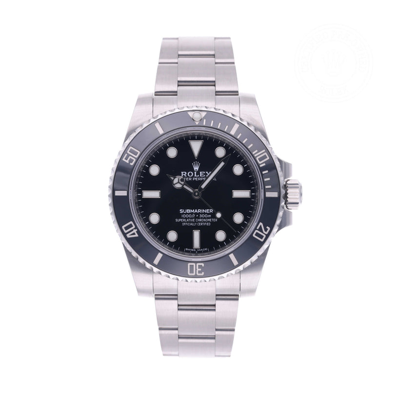Rolex Certified Pre-owned Submariner Non Date M114060-0002 front on white background