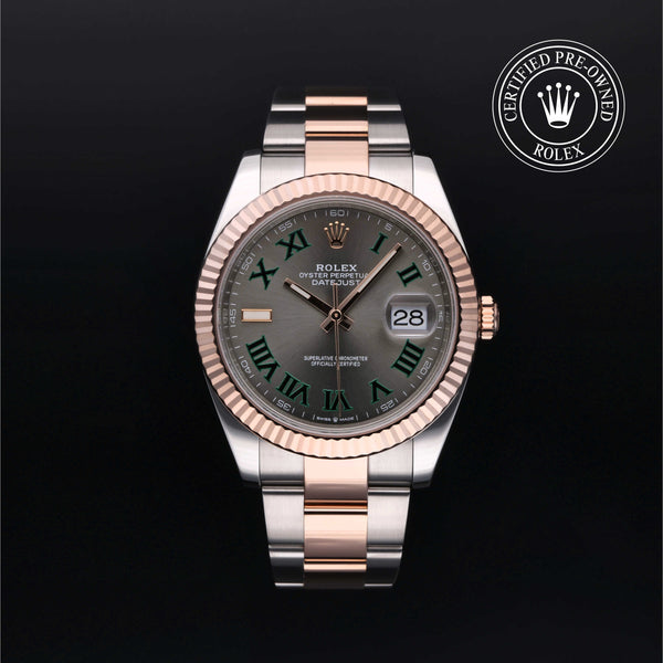 Rolex Certified Pre-owned Datejust M126331-0015 front on black background