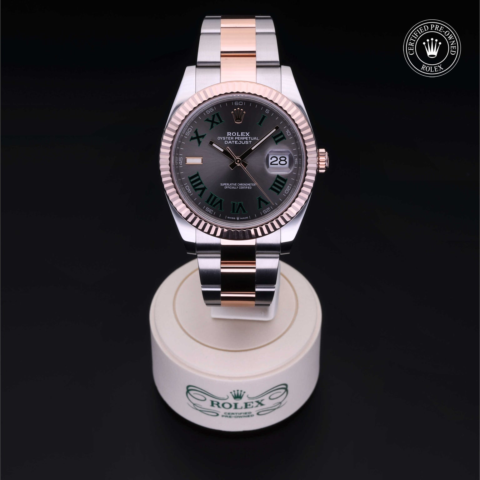 Rolex Certified Pre-owned Datejust M126331-0015 front on black background