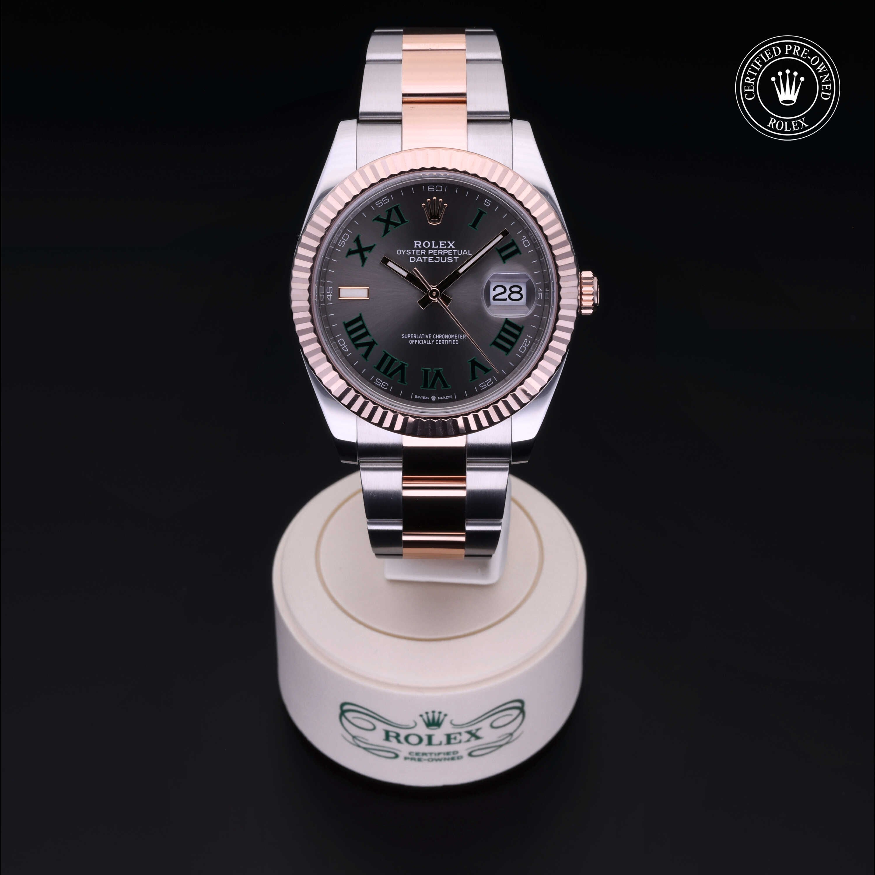 Rolex Certified Pre-owned Datejust M126331-0015 front on black background