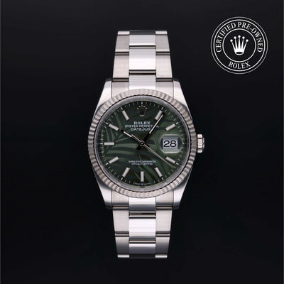 Rolex Certified Pre-owned Datejust M126234-0048 front on black background