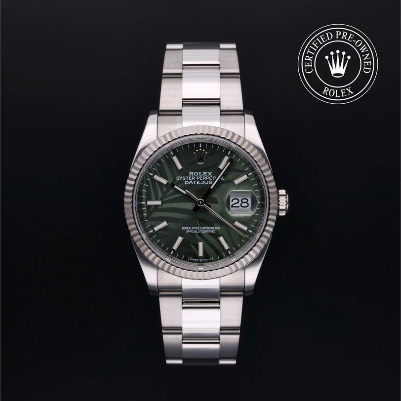 Rolex Certified Pre-owned Datejust M126234-0048 front on black background