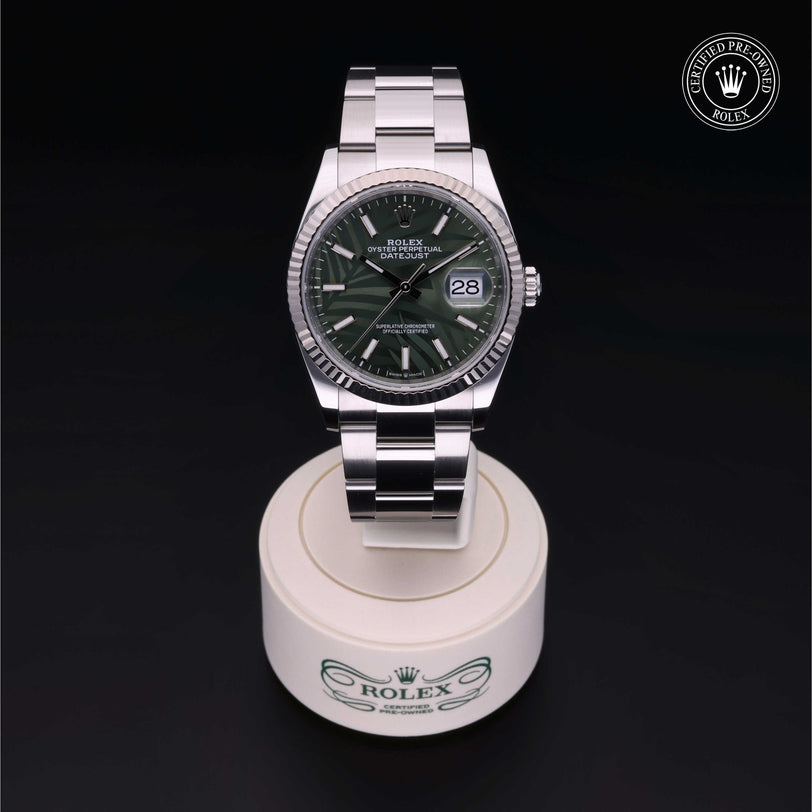 Rolex Certified Pre-owned Datejust M126234-0048 front on black background
