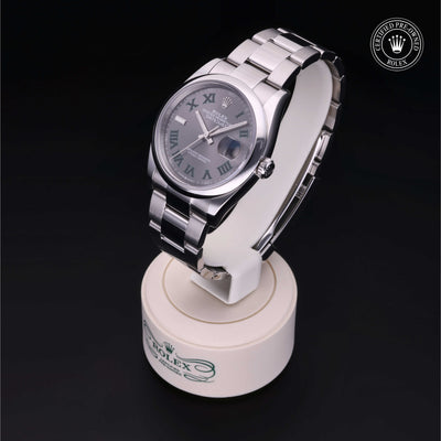 Rolex Certified Pre-owned Datejust M126200-0018 front on black background