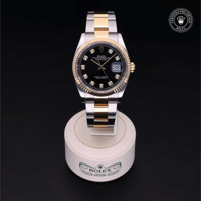 Rolex Certified Pre-owned Datejust M126233-0022 front on black background