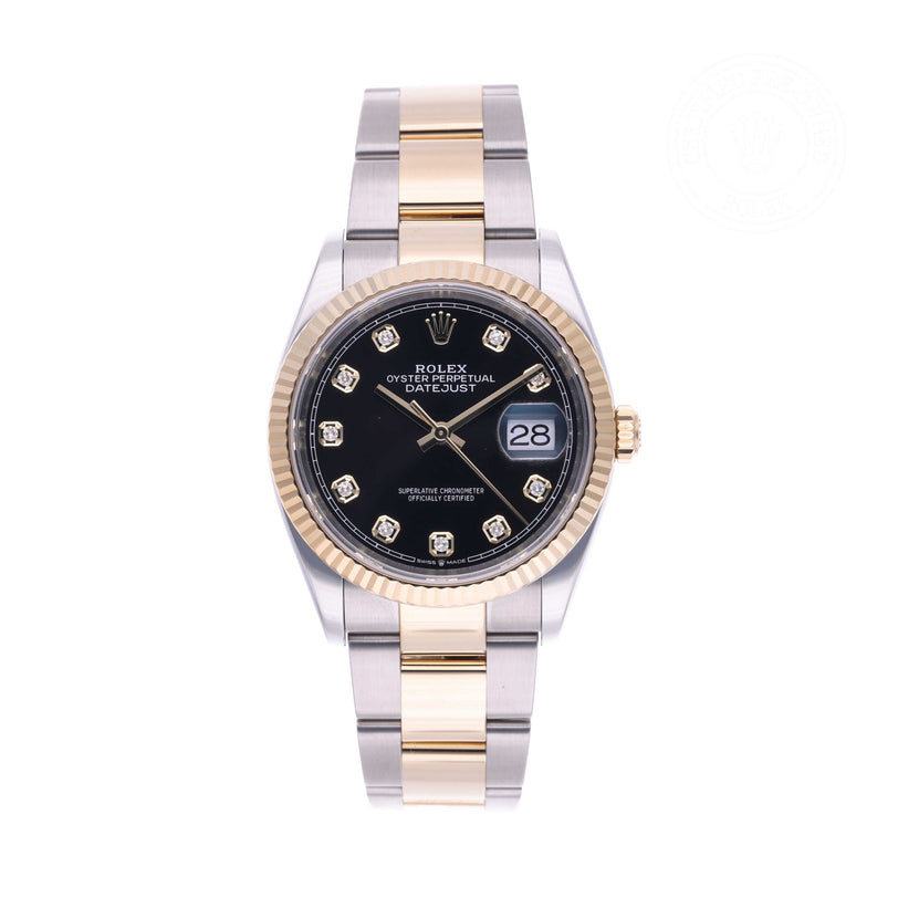 Rolex Certified Pre-owned Datejust M126233-0022 front on white background