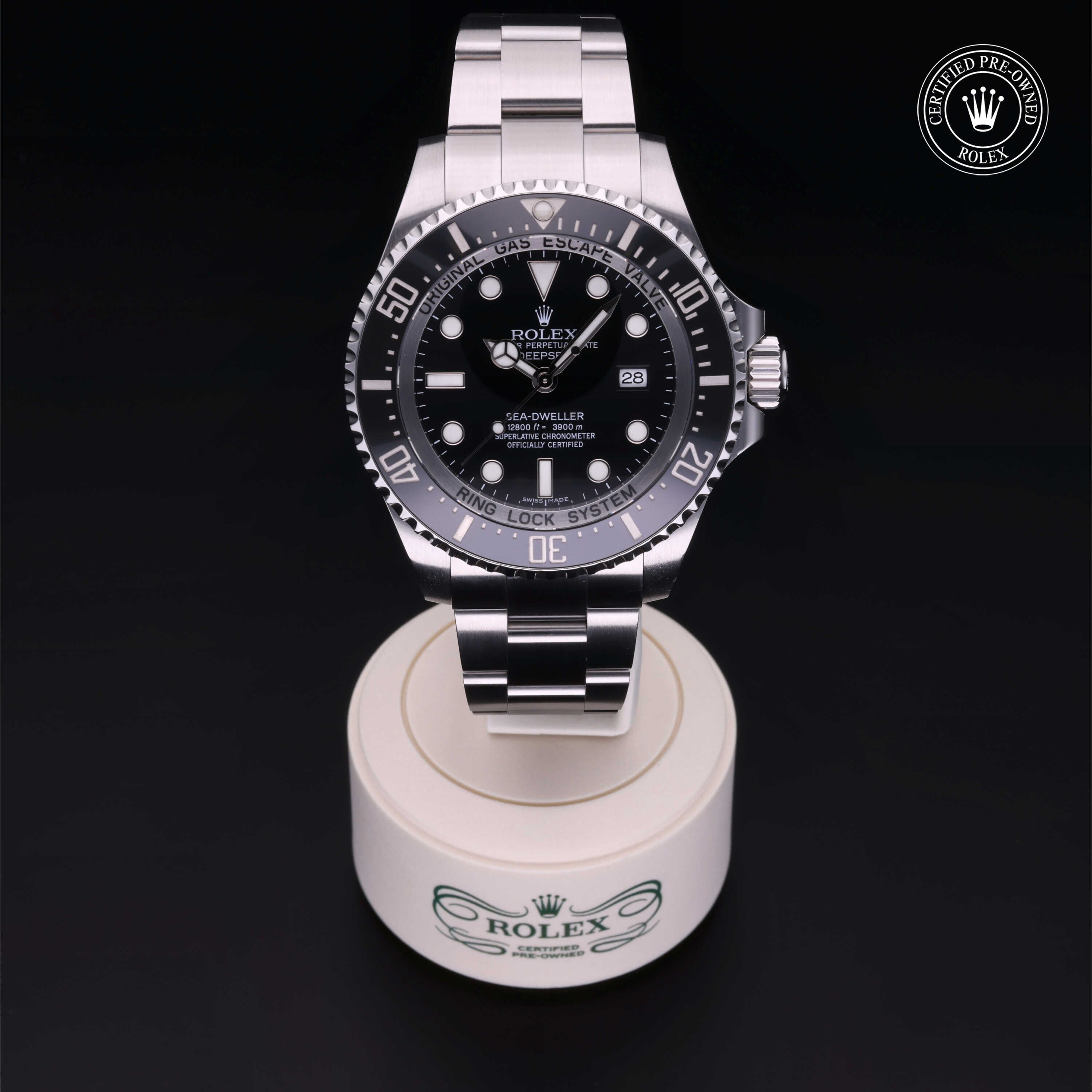 Rolex Certified Pre-owned Sea-Dweller M116660-0001 front on black background