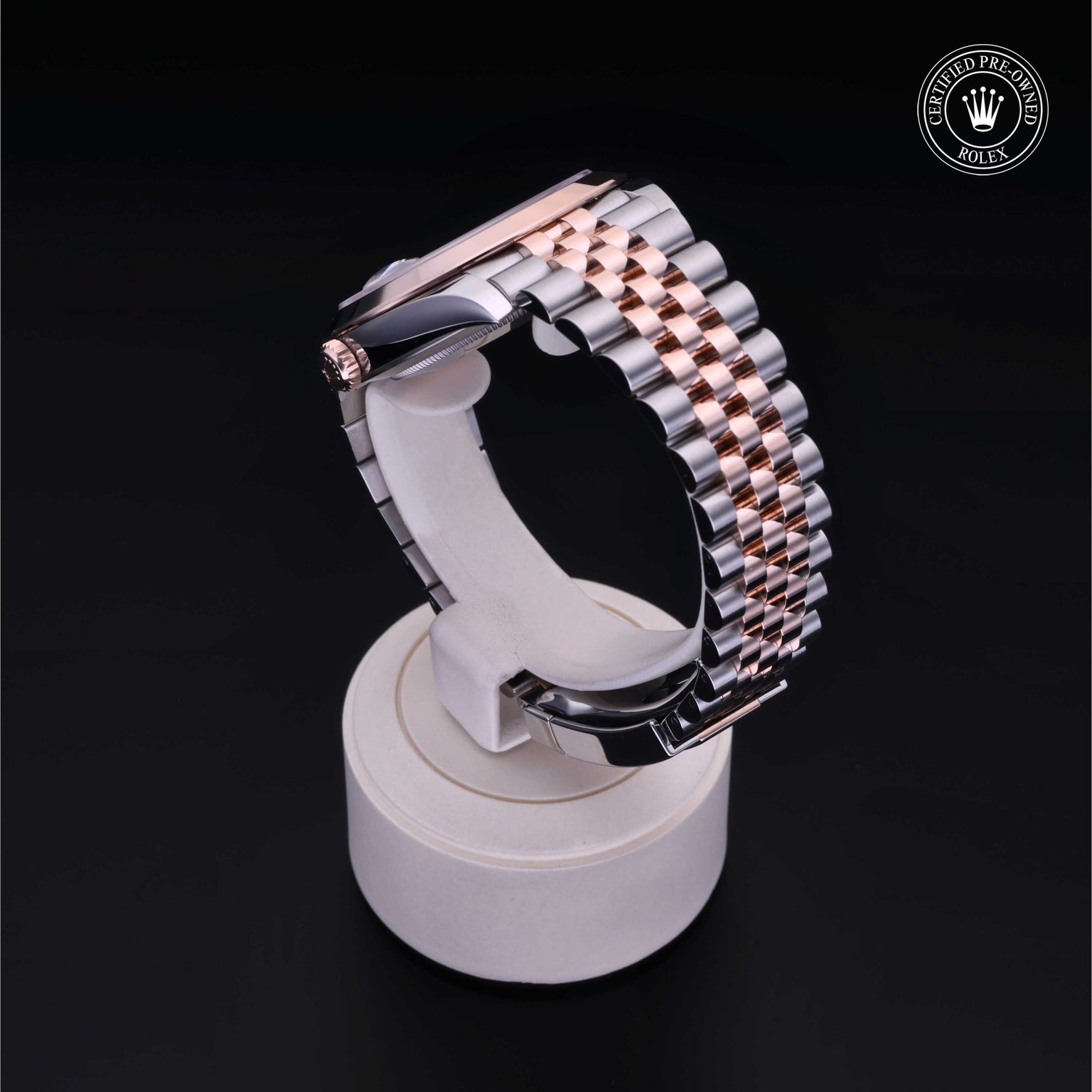 Rolex Certified Pre-owned Datejust M126301-0016 front on black background