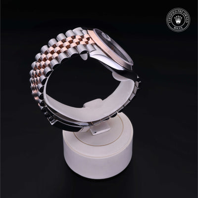 Rolex Certified Pre-owned Datejust M126301-0016 front on black background