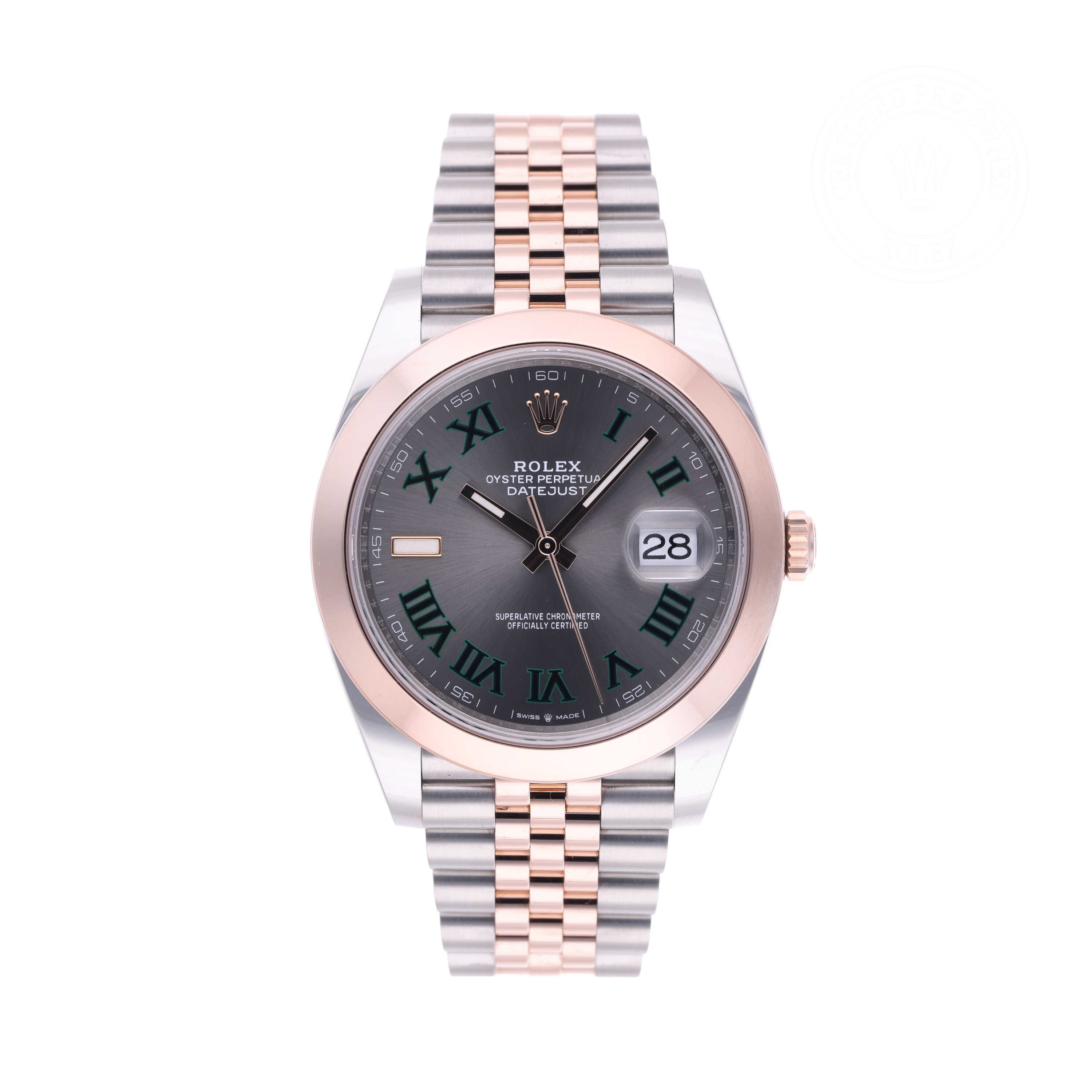 Rolex Certified Pre-owned Datejust M126301-0016 front on white background