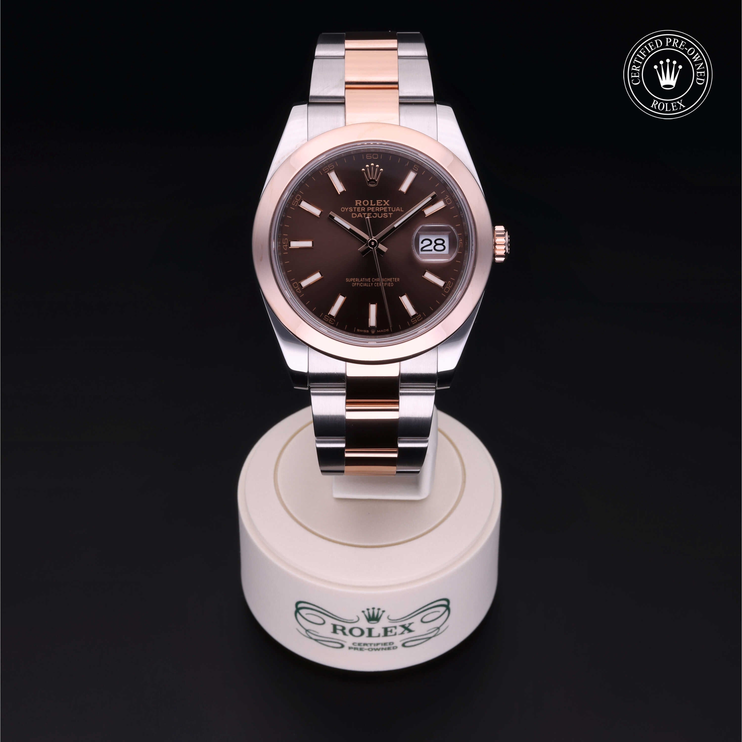 Rolex Certified Pre-owned Datejust M126301-0001 front on black background