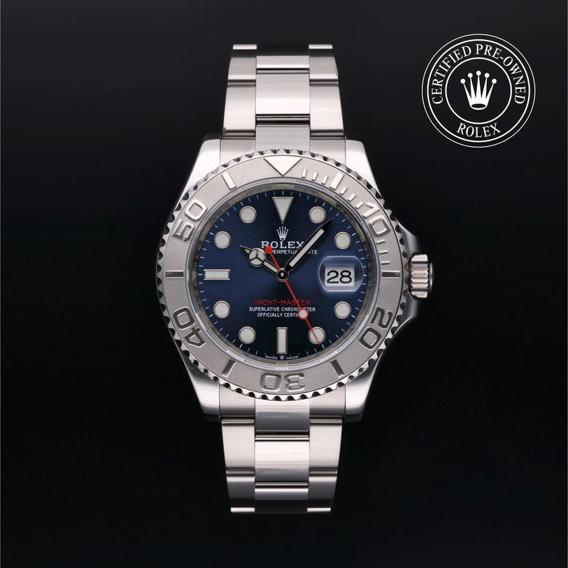 Rolex Certified Pre-owned Yacht-Master M126622-0002 front on black background