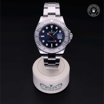 Rolex Certified Pre-owned Yacht-Master M126622-0002 front on black background
