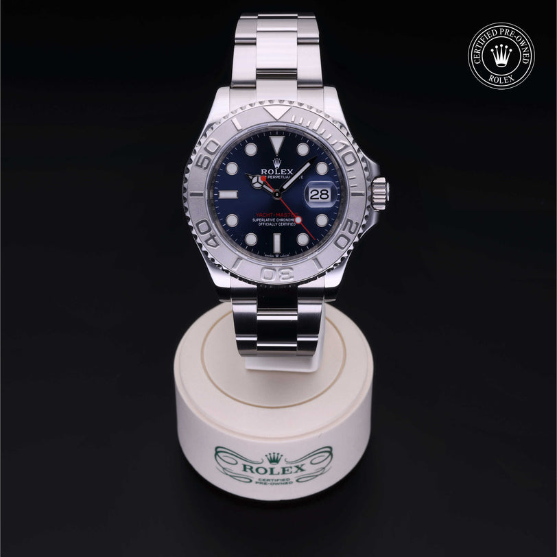 Rolex Certified Pre-owned Yacht-Master M126622-0002 front on black background