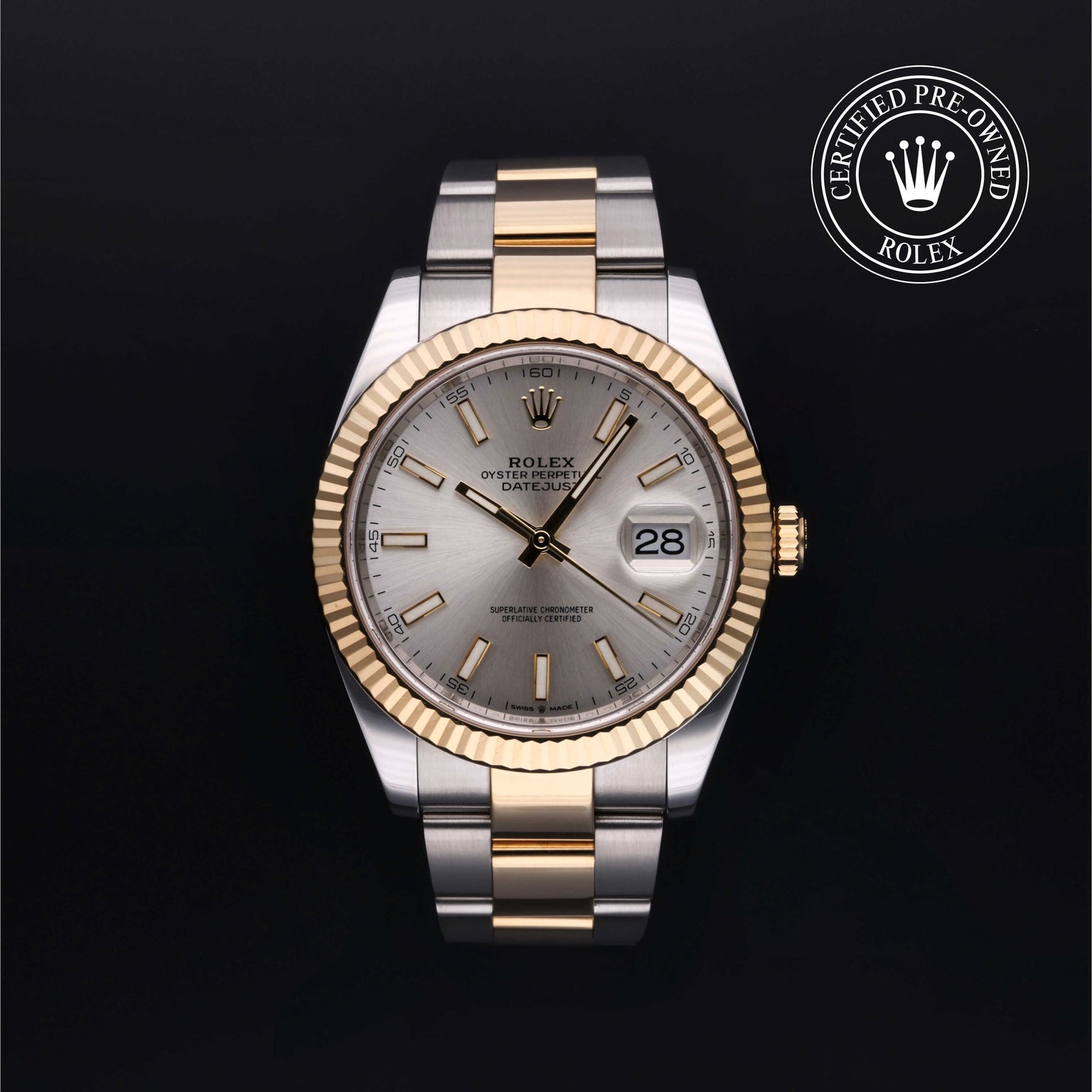 Rolex Certified Pre-owned Datejust M126333-0001 front on black background